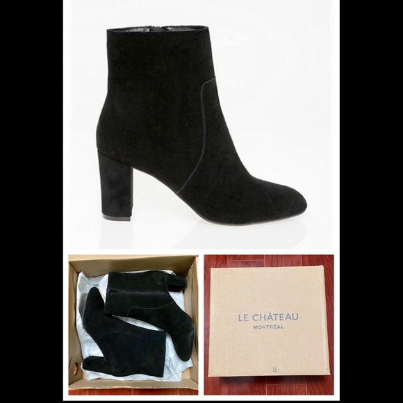 LE CHATEAU - Suede Block Ankle Heeled Booties (NEW) - Picture 1 of 9